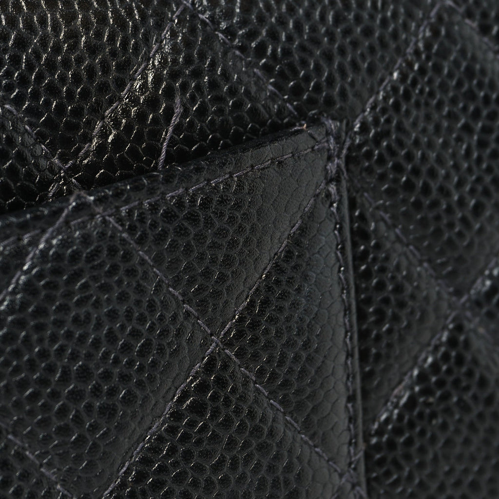 Caviar Quilted Medium Double Flap Black