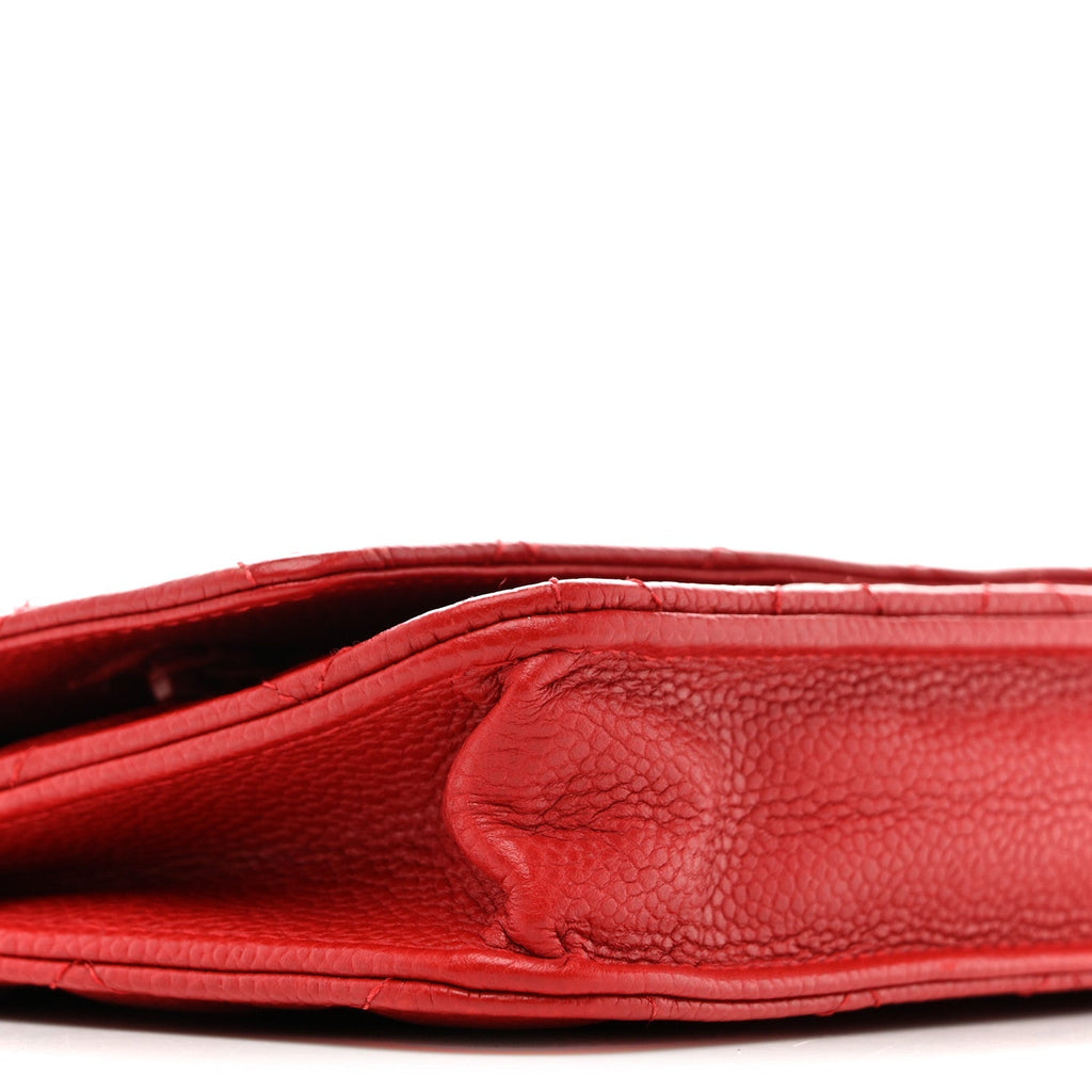 Caviar Quilted Wallet on Chain WOC Red