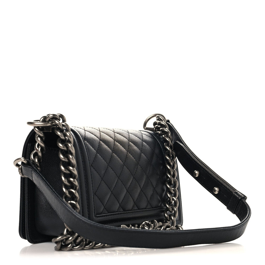 Caviar Quilted Small Boy Flap Black