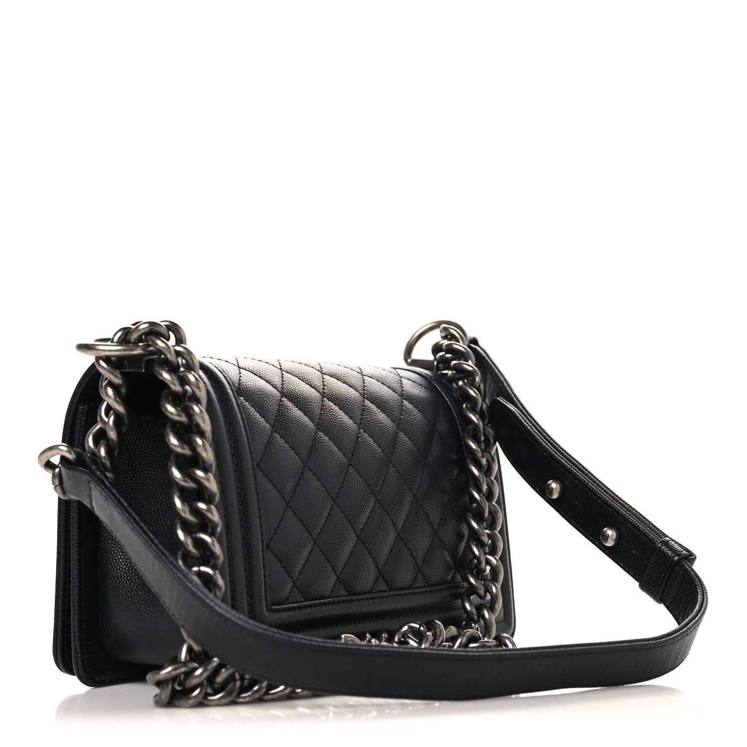 Caviar Quilted Small Boy Flap Black
