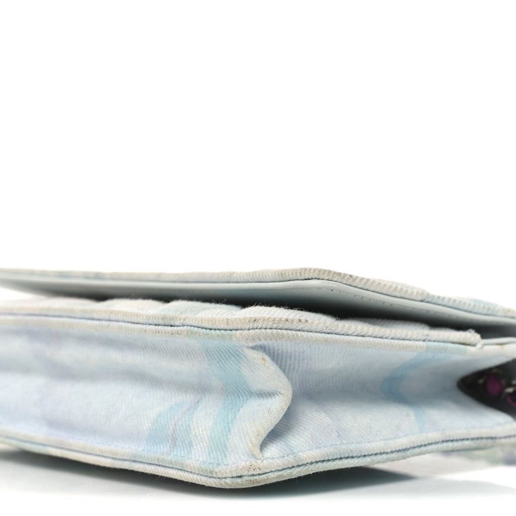 Canvas Quilted Jungle Jeans Wallet on Chain WOC Multicolor