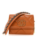 Lambskin Quilted Chanel 19 Flap Coin Purse With Chain Light Brown