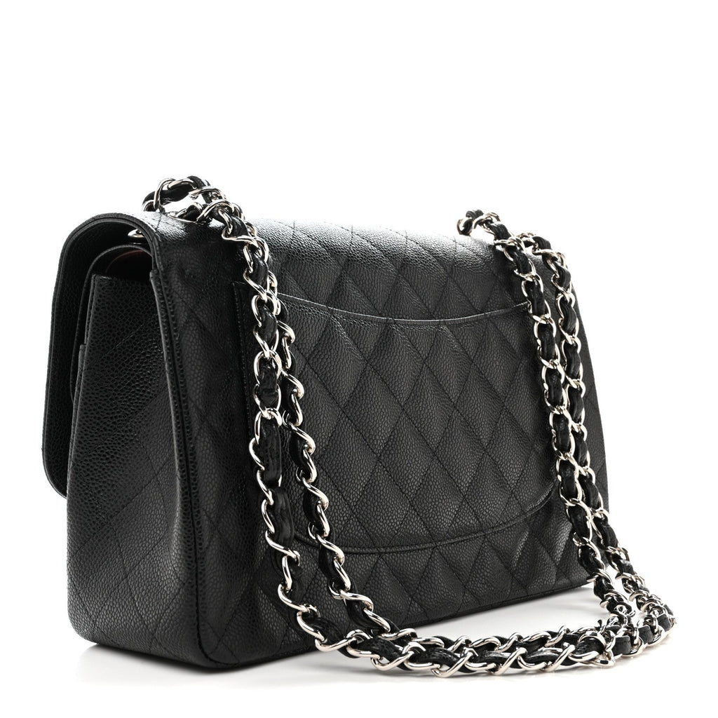 Caviar Quilted Jumbo Double Flap Black