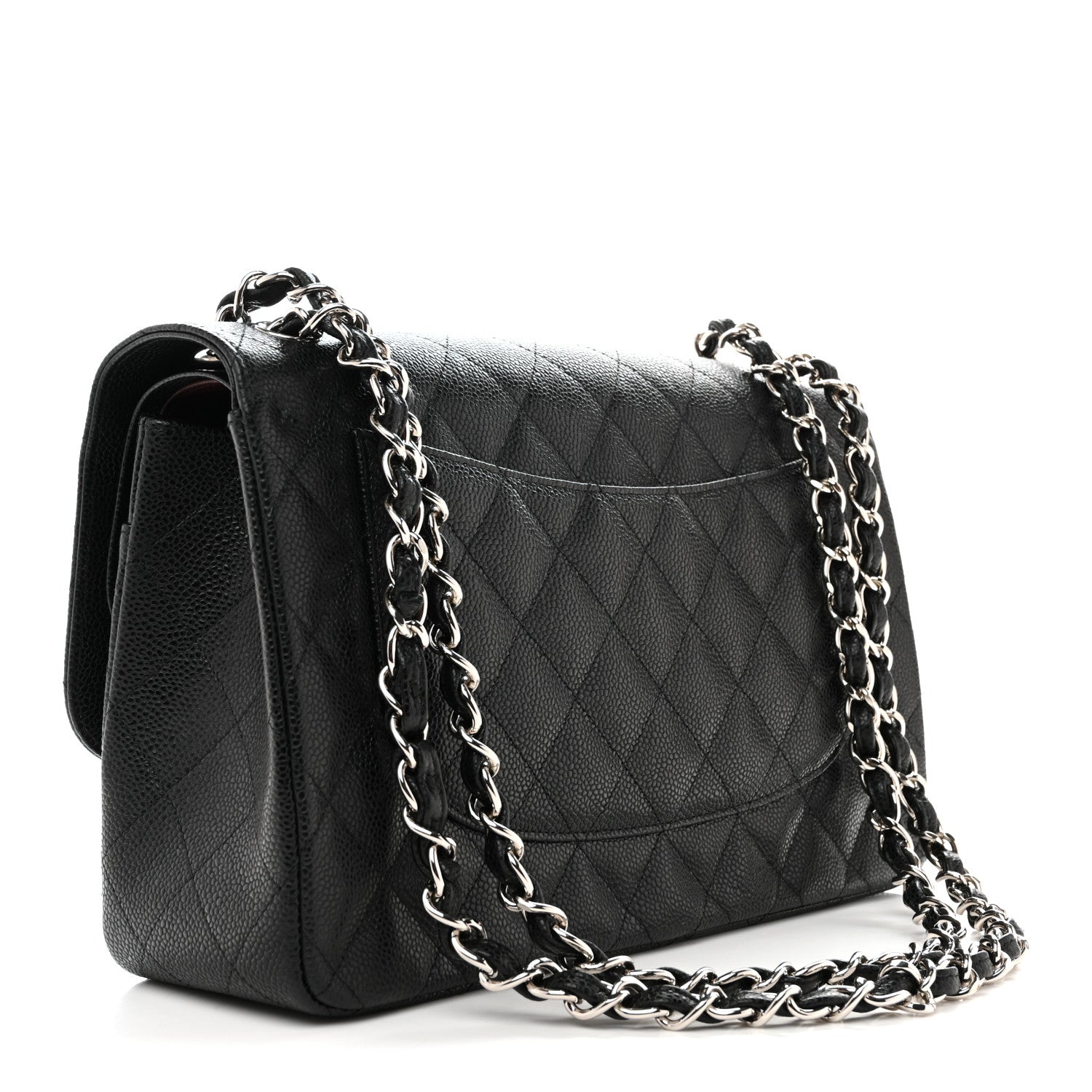 Caviar Quilted Jumbo Double Flap Black