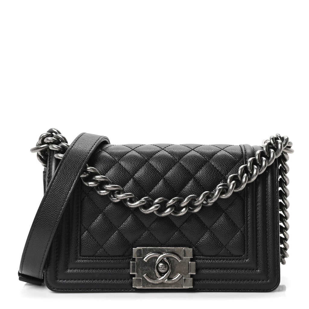 Caviar Quilted Small Boy Flap Black