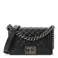 Caviar Quilted Small Boy Flap Black