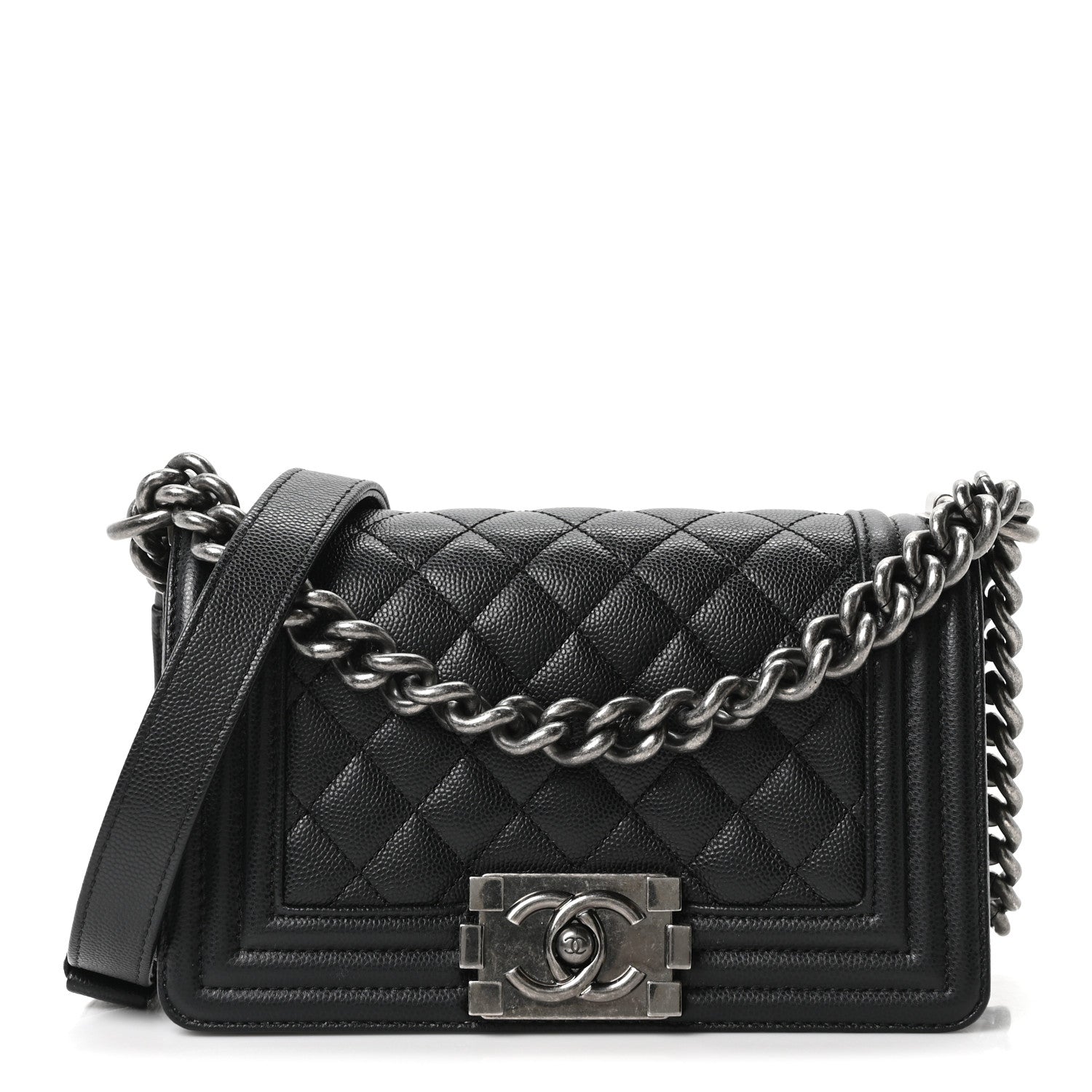 Caviar Quilted Small Boy Flap Black