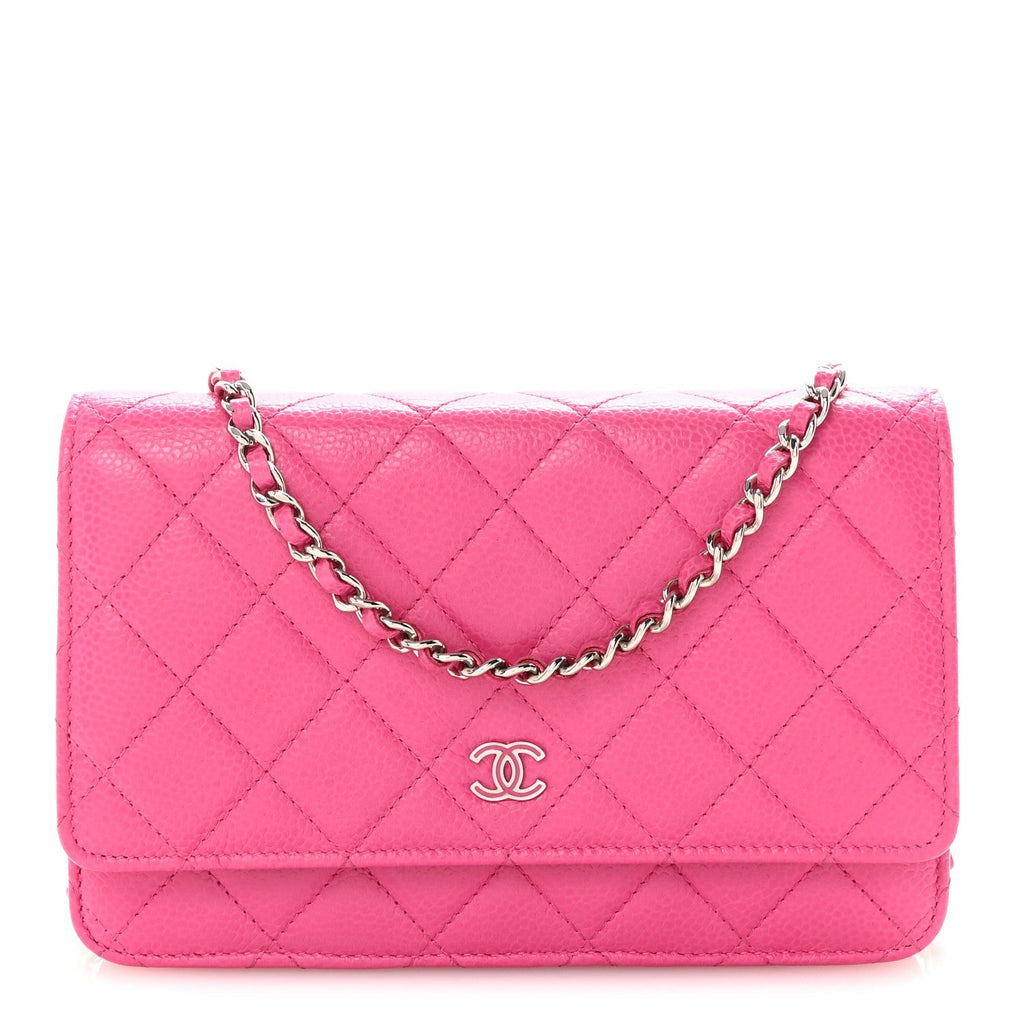 Caviar Quilted Wallet on Chain WOC Pink