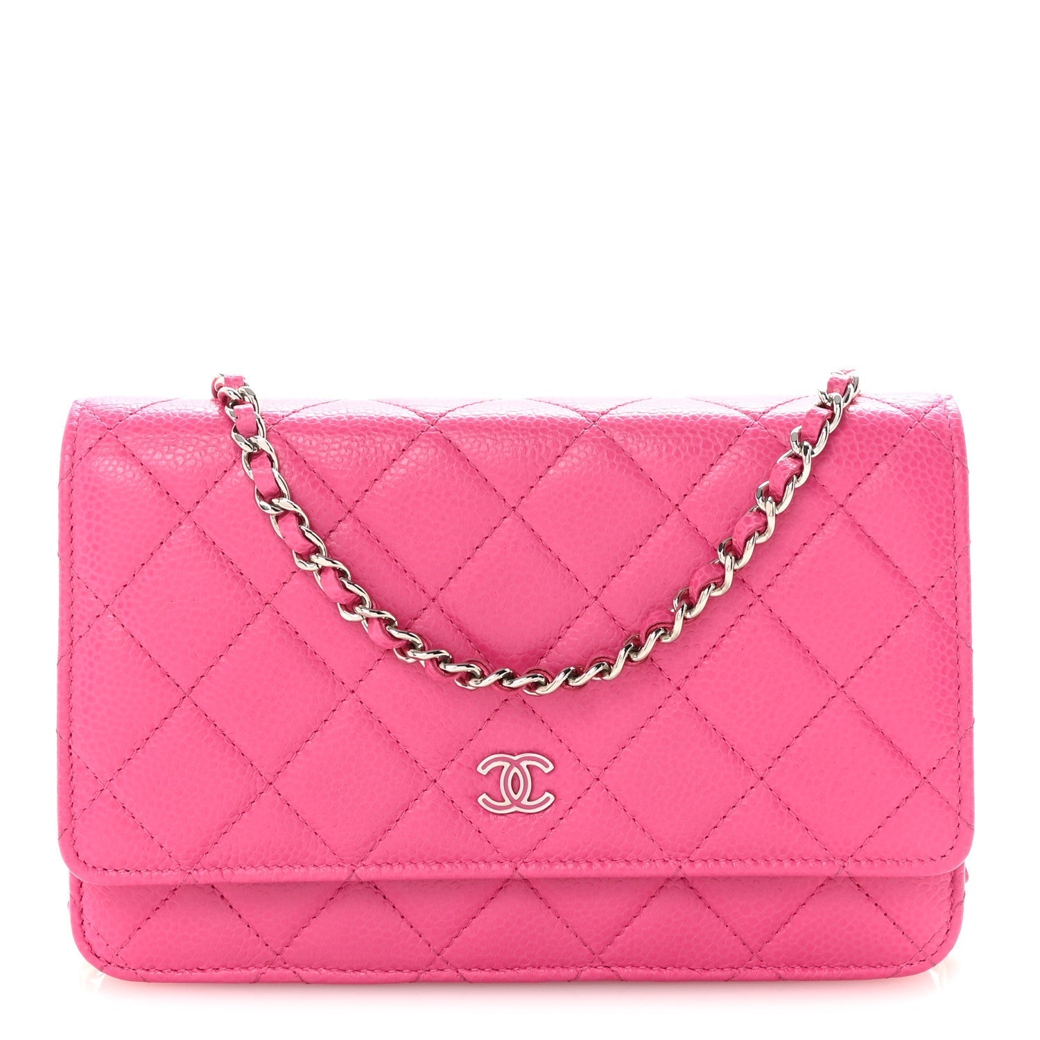 Caviar Quilted Wallet on Chain WOC Pink