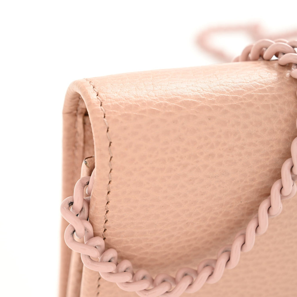 Dollar Calfskin Enamel Monochrome Mini GG Marmont Chain Wallet Perfect Pink