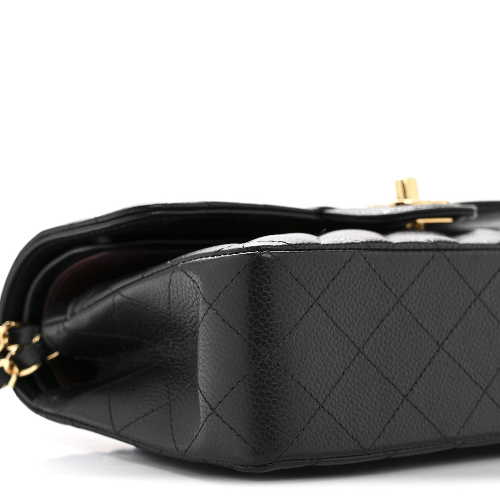 Caviar Quilted Small Double Flap Black