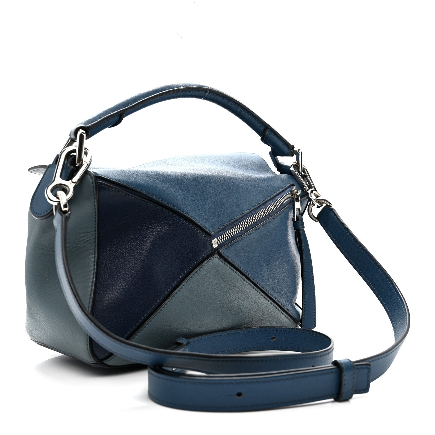 Calfskin Medium Puzzle Bag Marine Stone Steel Blue