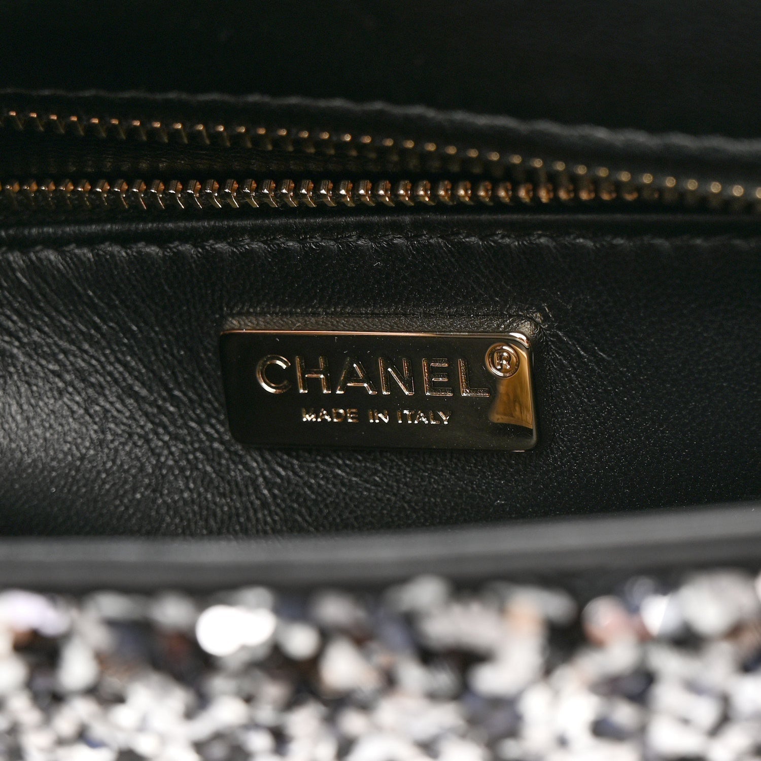 Sequin Quilted Small Single Flap Black White Grey