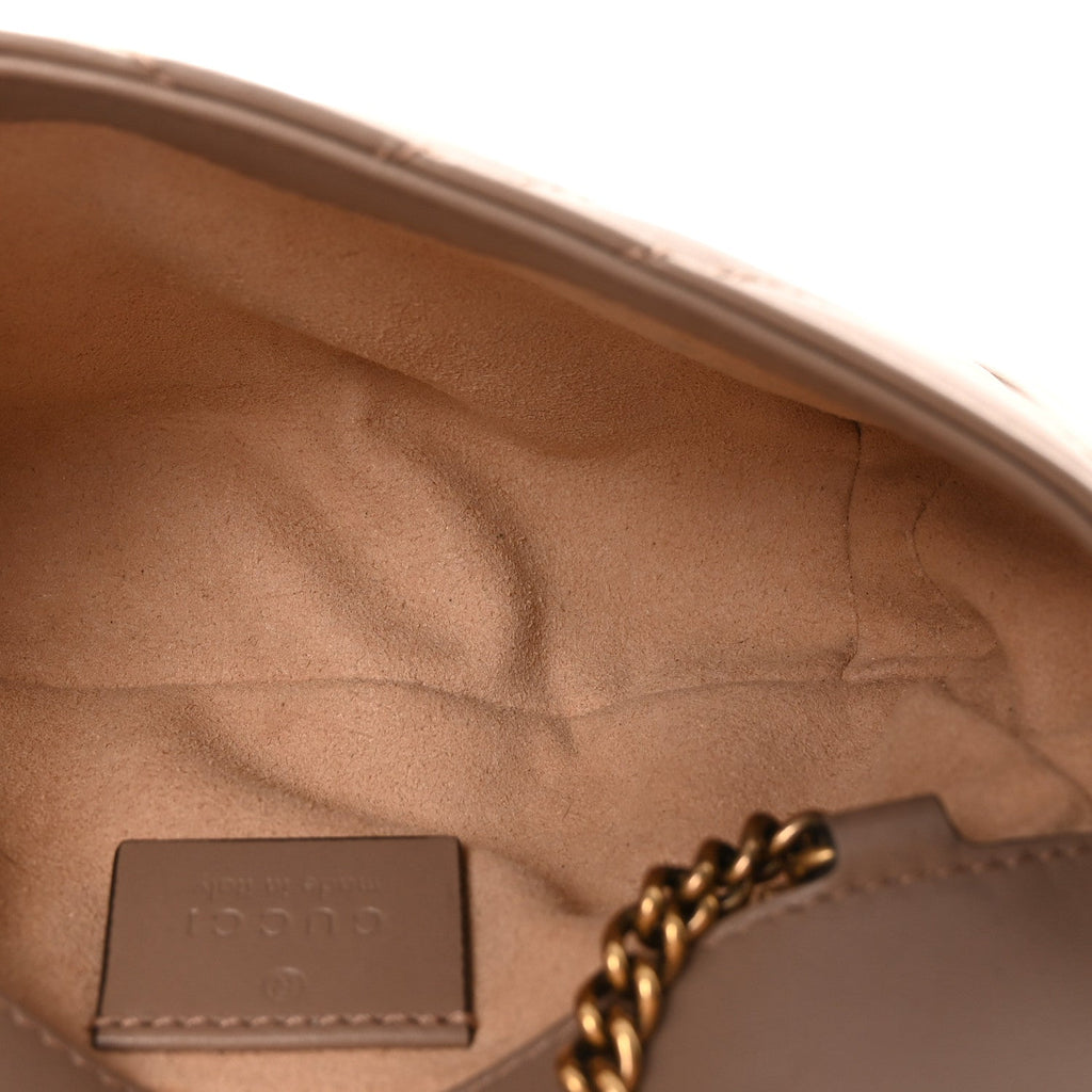 Calfskin Matelasse Super Mini GG Marmont Shoulder Bag Porcelain Rose