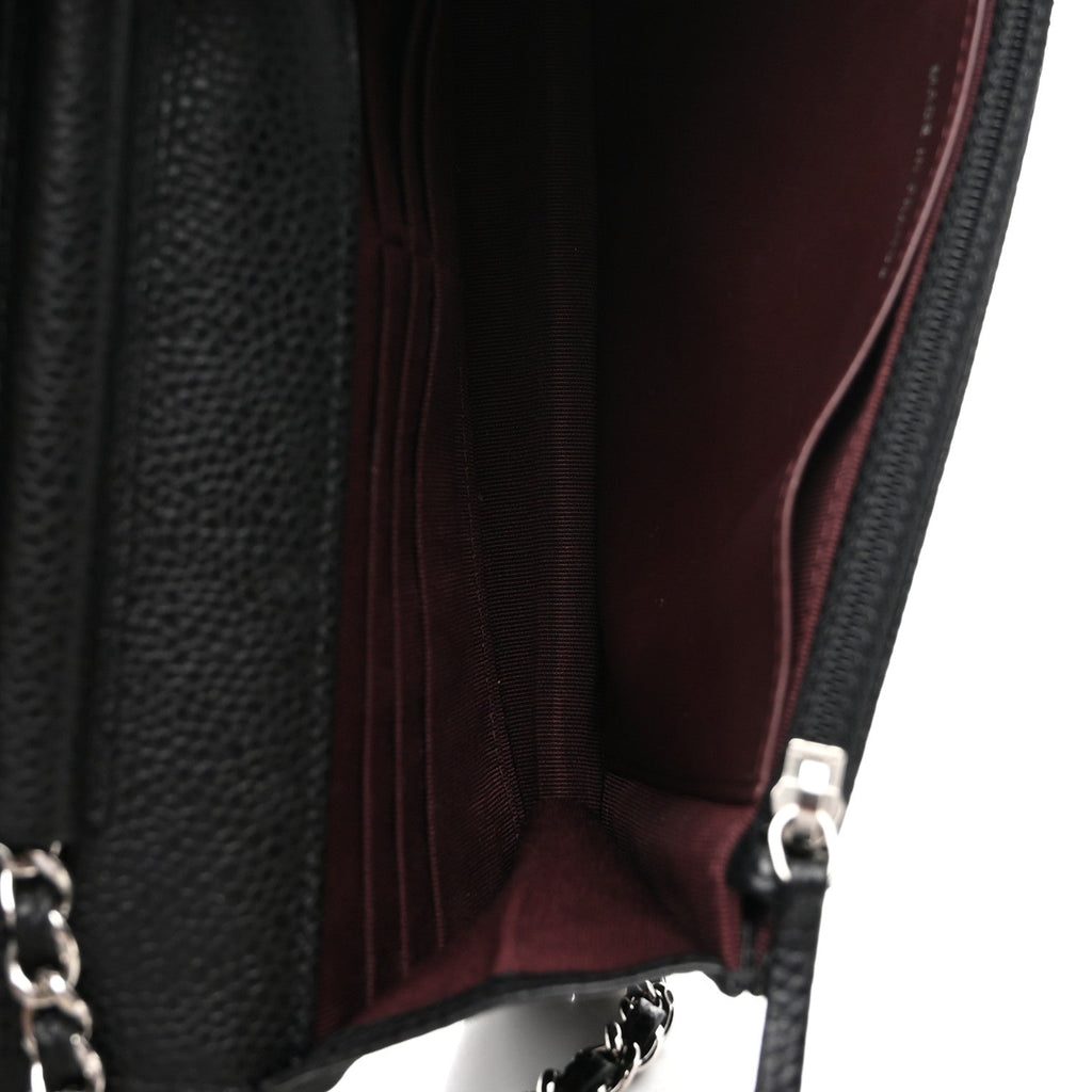 Caviar Quilted Wallet on Chain WOC Black