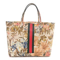 GG Supreme Monogram Water Flora Web Large Ophidia Tote Beige White Multicolor