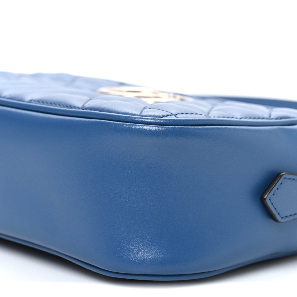 Calfskin Matelasse Aria Small GG Marmont Chain Shoulder Bag Clear Blue