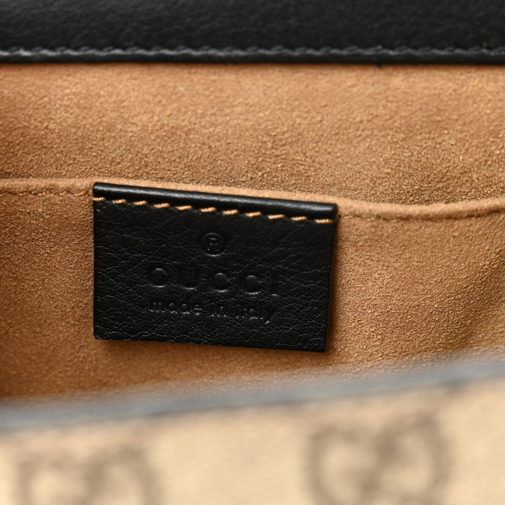 GG Supreme Monogram Calfskin Small Padlock Shoulder Bag Beige Black Cuir