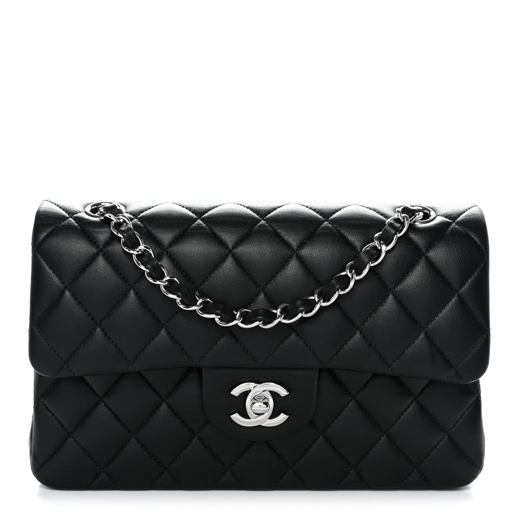 Lambskin Quilted Small Double Flap Black