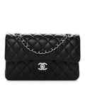 Lambskin Quilted Small Double Flap Black