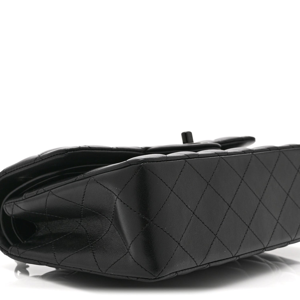 Lambskin Quilted Small Double Flap So Black
