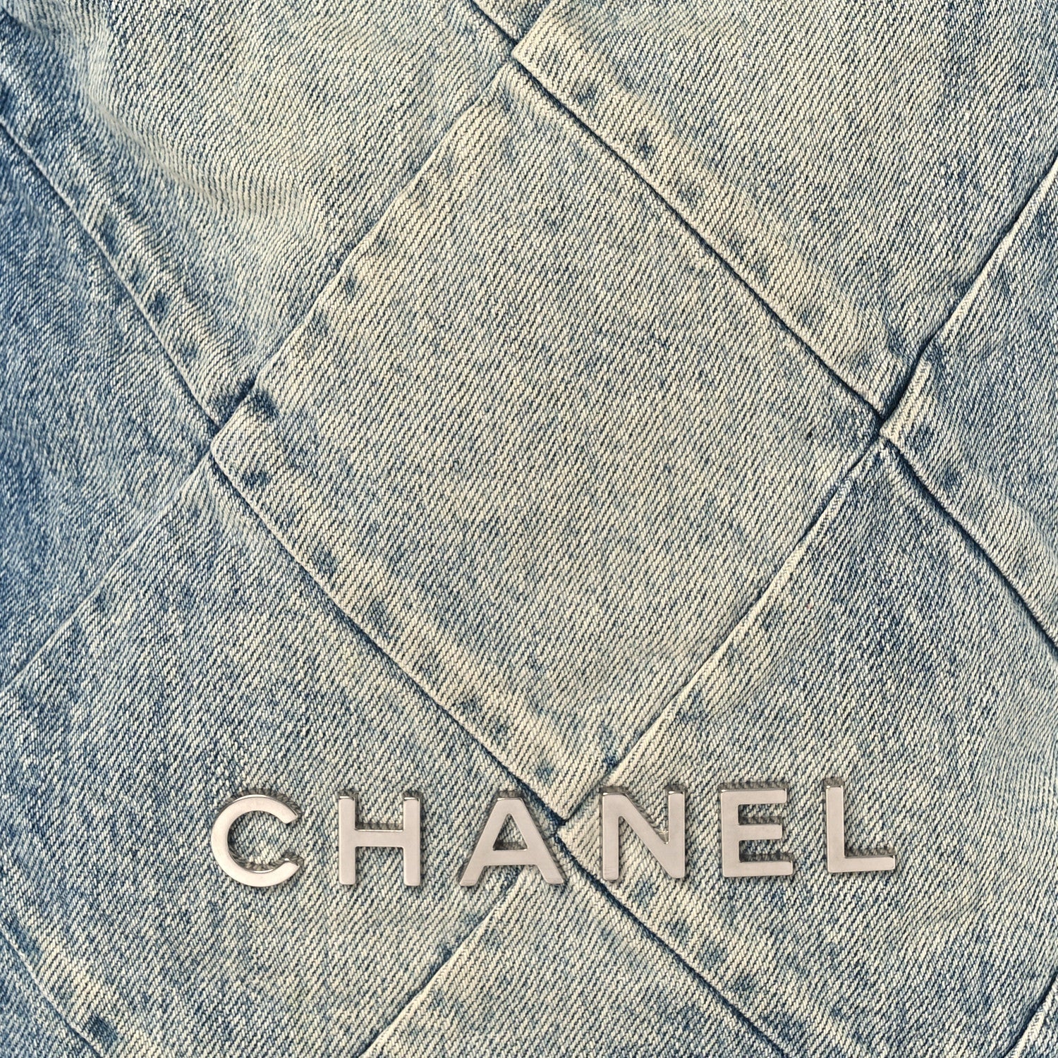 Denim Quilted Chanel 22 Backpack Blue