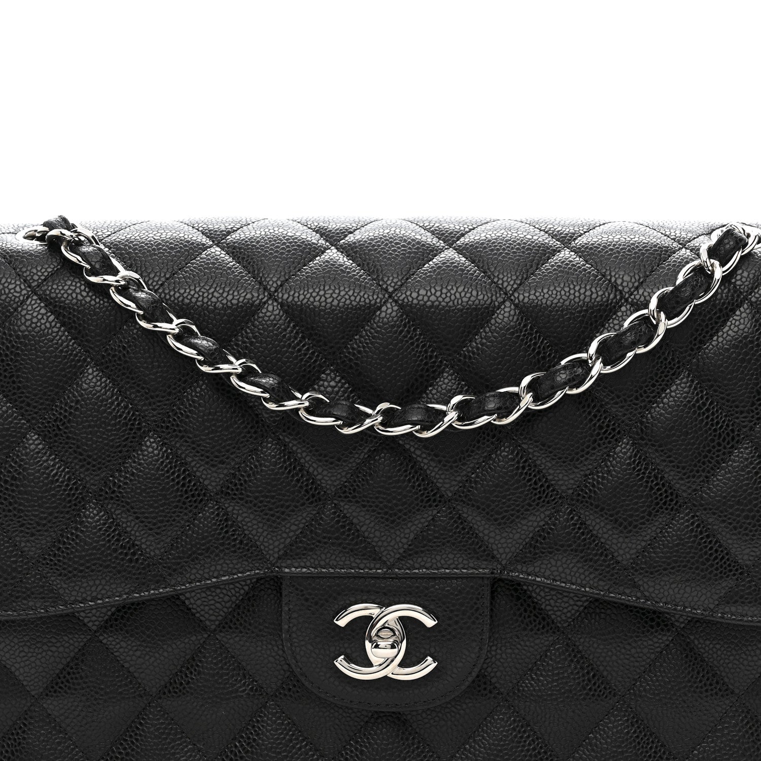 Caviar Quilted Jumbo Double Flap Black