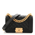 Caviar Quilted Small Boy Flap Black