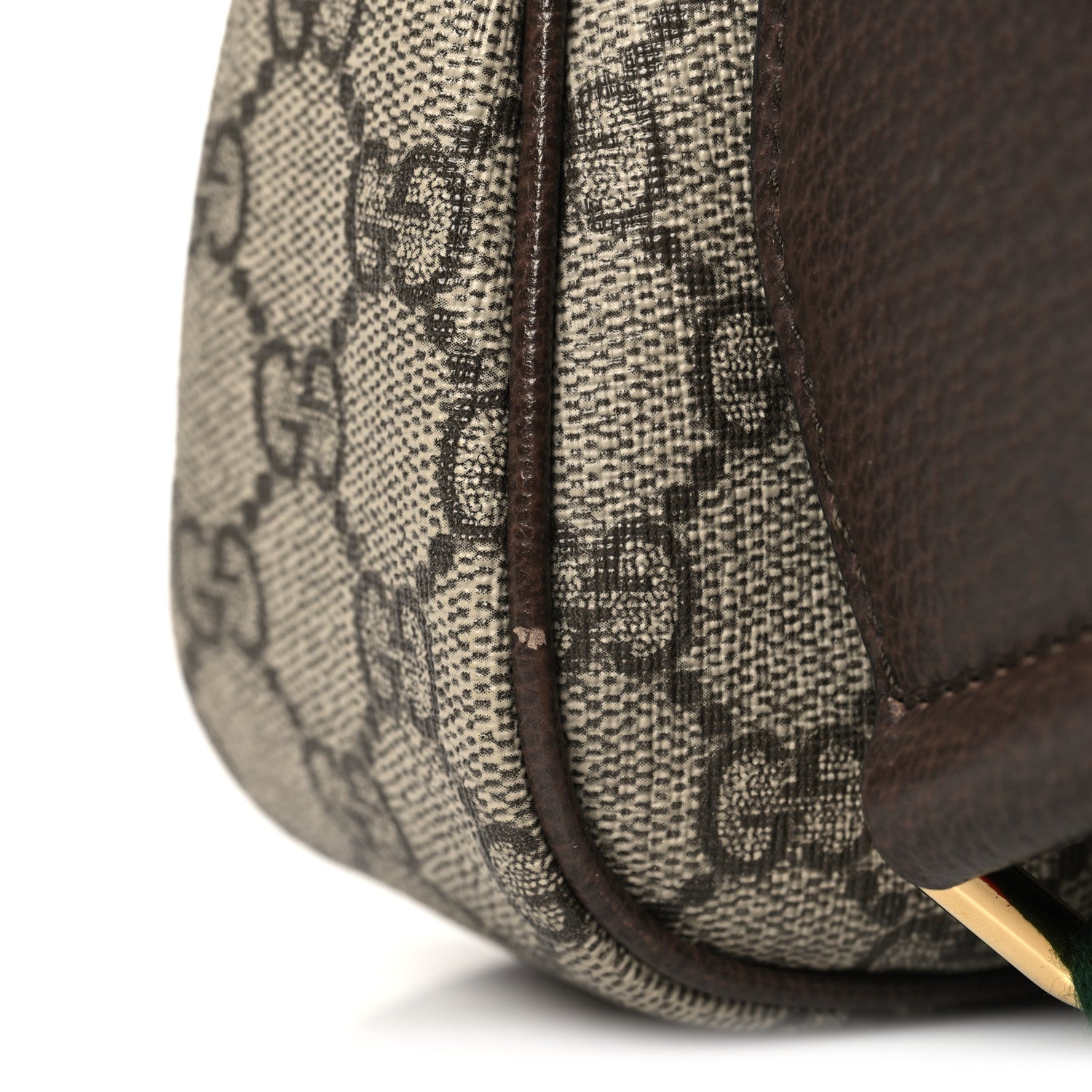 GG Supreme Monogram Textured Dollar Calfskin Web Small Ophidia GG Handbag Beige Ebony New Acero