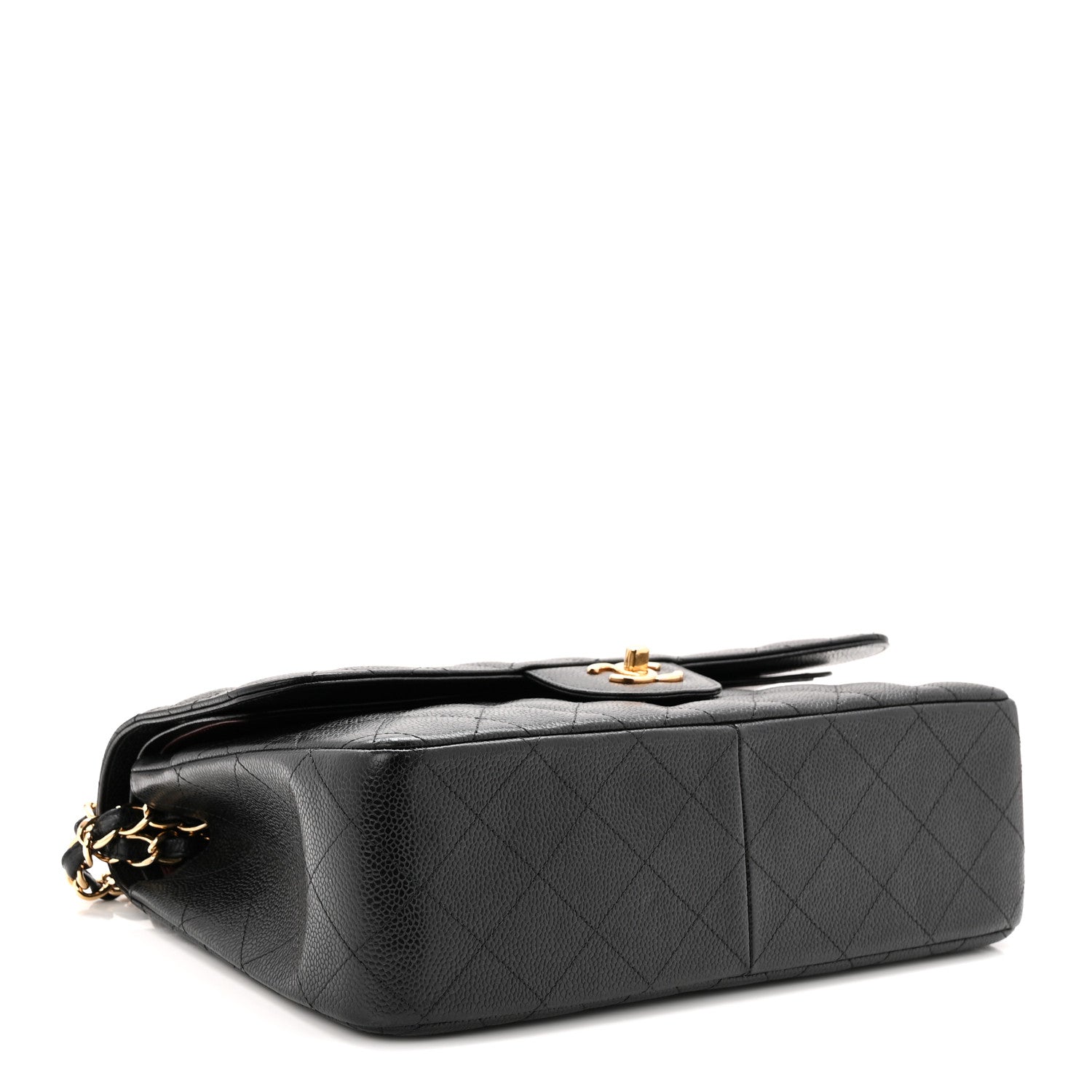 Caviar Quilted Jumbo Double Flap Black