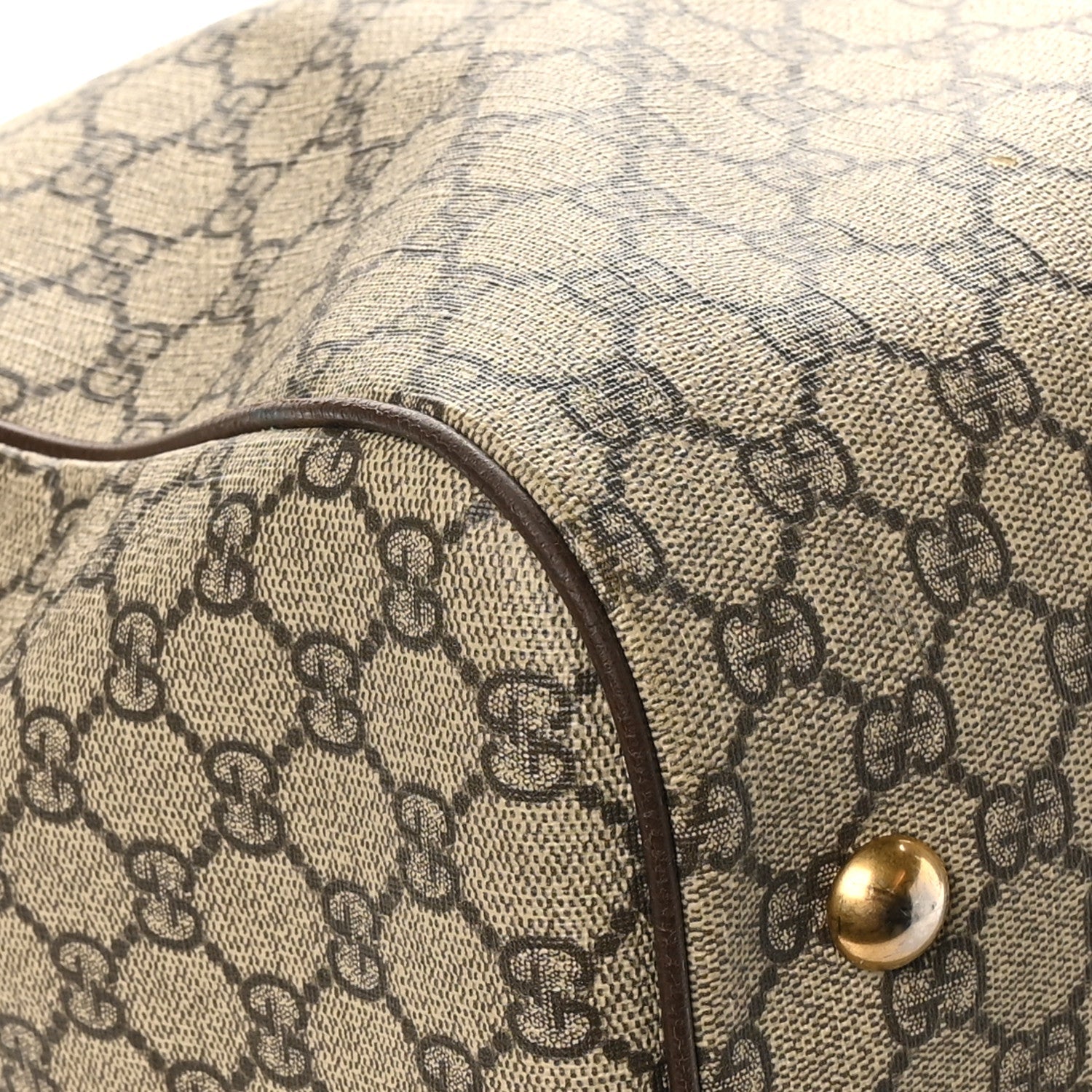 GG Supreme Monogram Textured Dollar Calfskin Web Medium Ophidia Carry-On Duffle Bag Beige Ebony New Acero