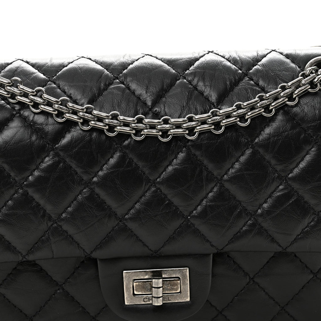 Aged Calfskin Quilted 2.55 Reissue 225 Flap Black