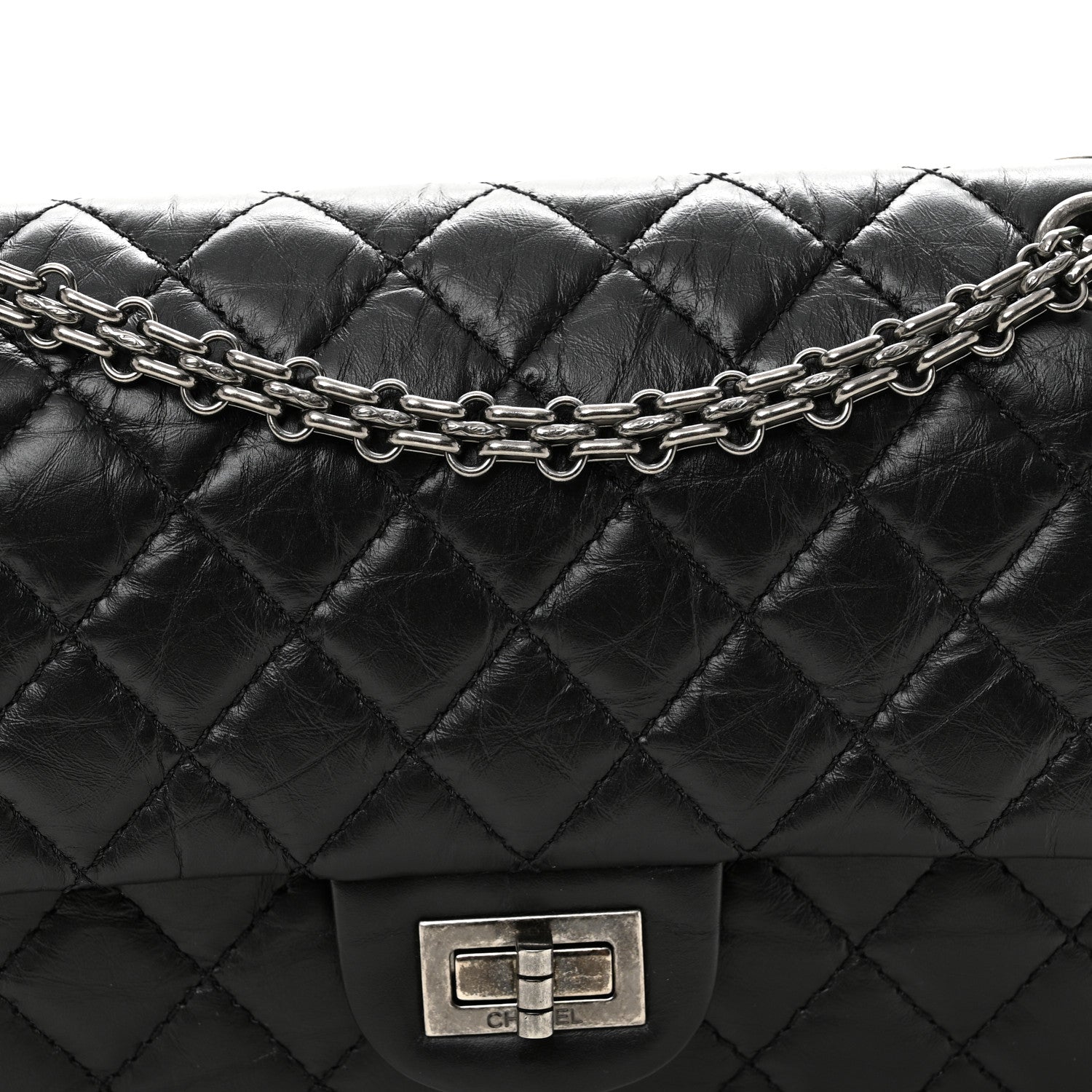 Aged Calfskin Quilted 2.55 Reissue 225 Flap Black