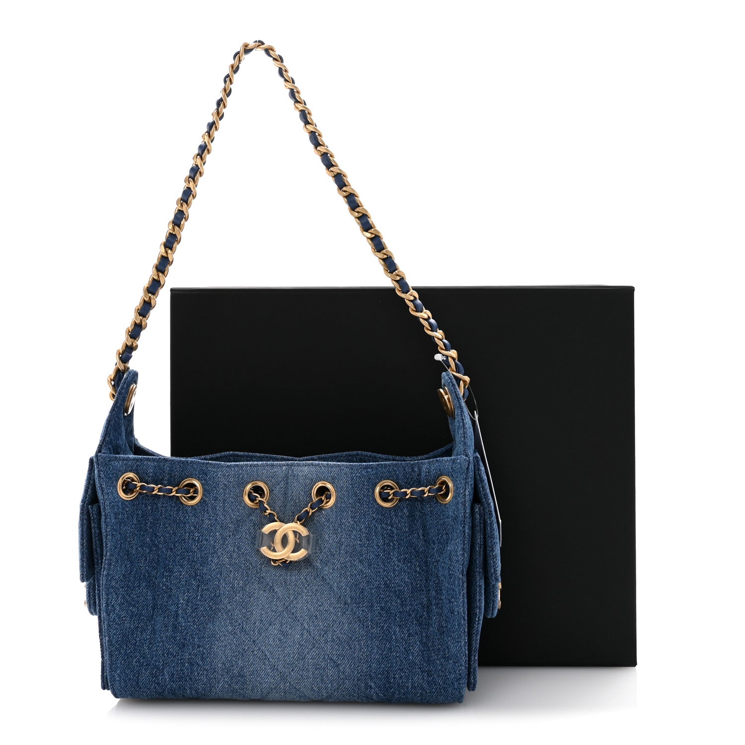Washed Denim Quilted Mini Chanel 25 Handbag Blue
