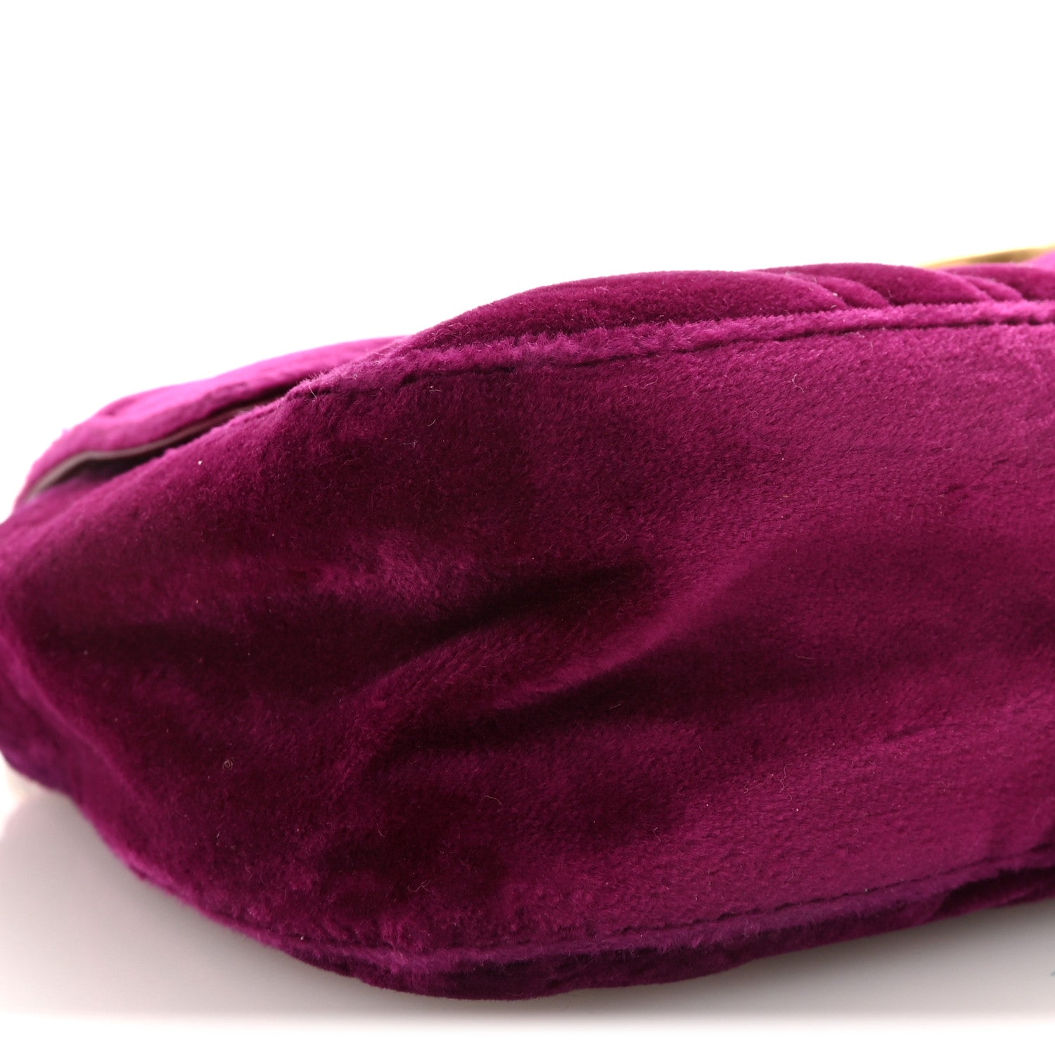 Velvet Matelasse Mini GG Marmont Shoulder Bag Fuchsia Violet Cyclamen
