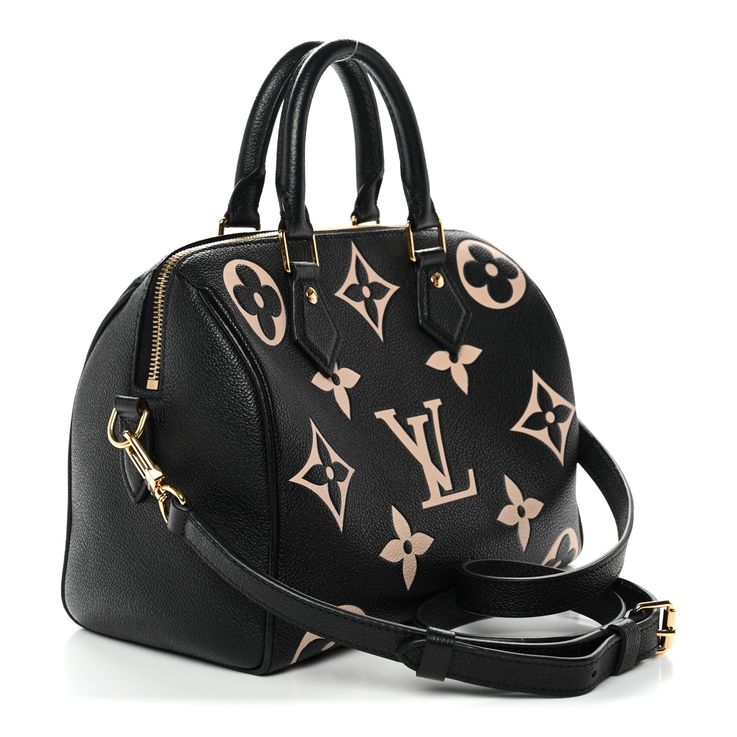Empreinte Monogram Giant Speedy Bandouliere 25 Black Beige