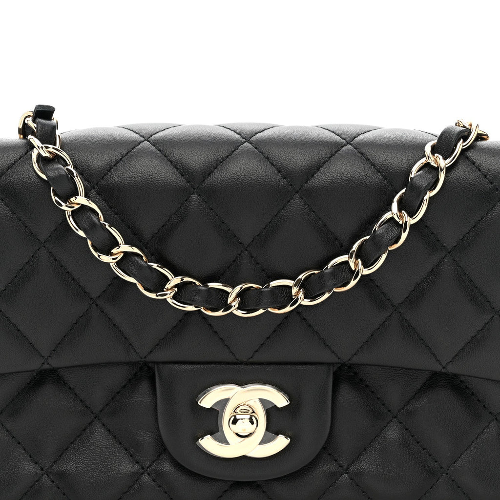 Lambskin Quilted Mini Rectangular Flap Black