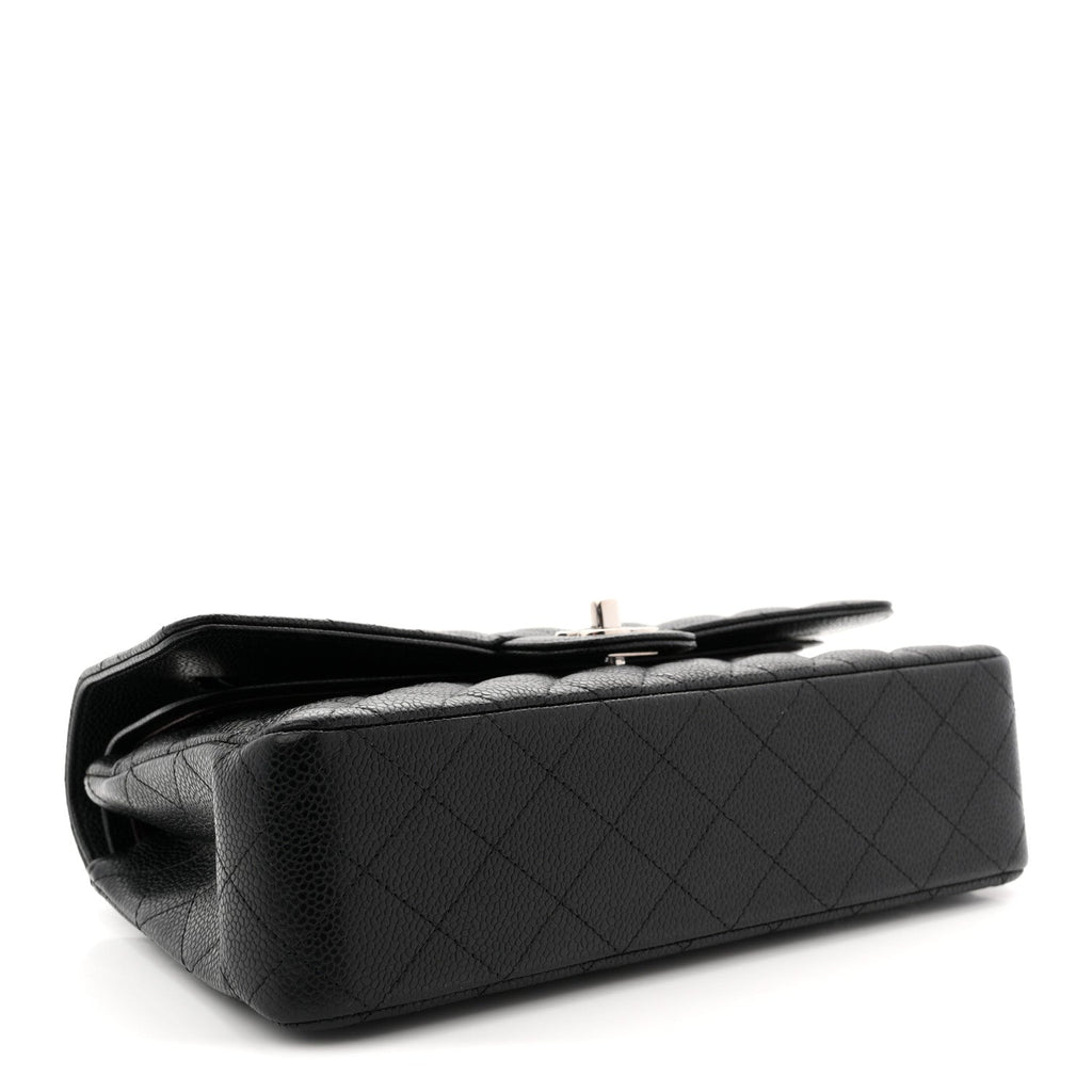 Caviar Quilted Medium Double Flap Black