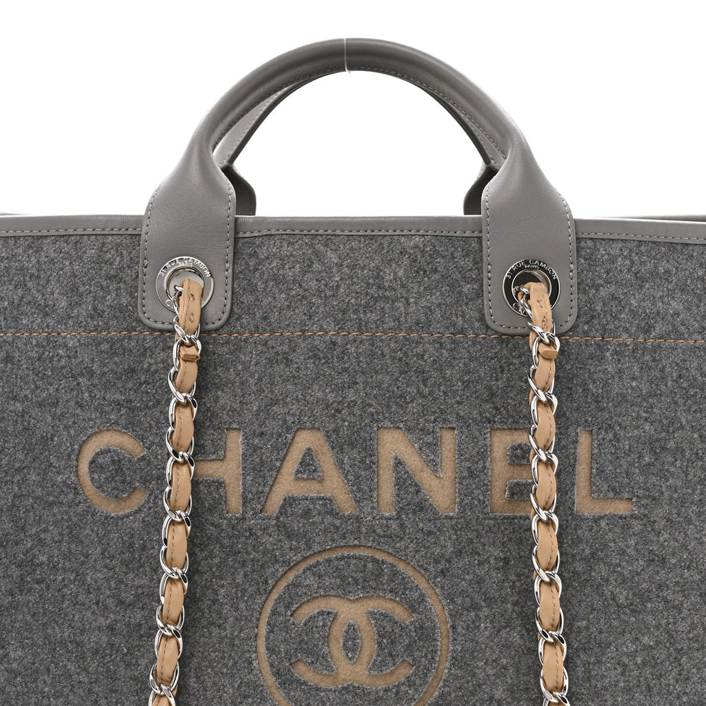 Wool Felt Large Deauville Tote Grey Beige