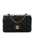 Lambskin Quilted Mini Rectangular Flap Black