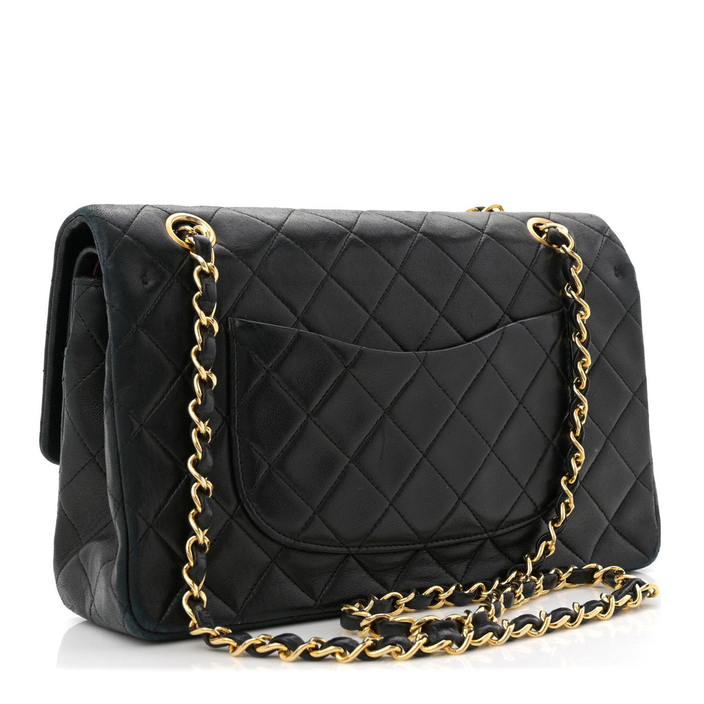 Lambskin Quilted Medium Double Flap Black