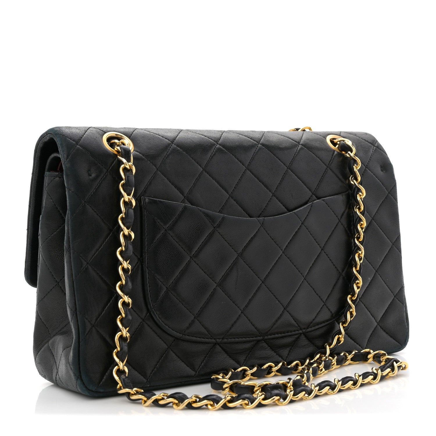 Lambskin Quilted Medium Double Flap Black