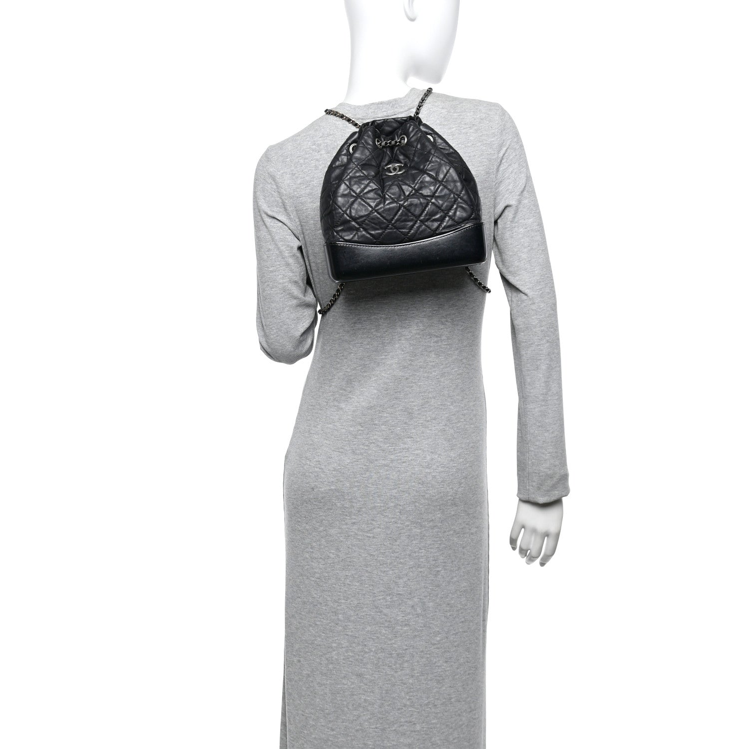 Aged Calfskin Quilted Small Gabrielle Backpack Black