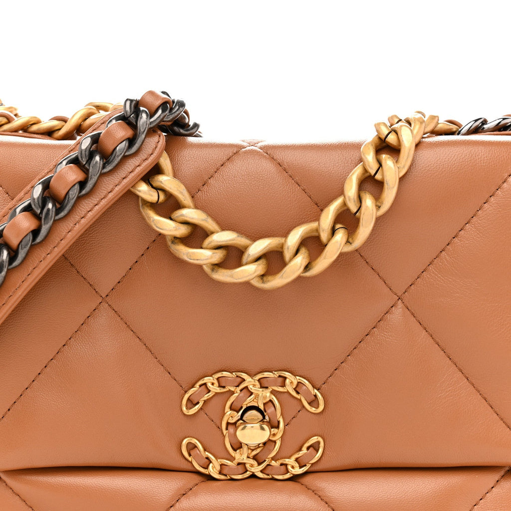Lambskin Quilted Medium Chanel 19 Flap Brown