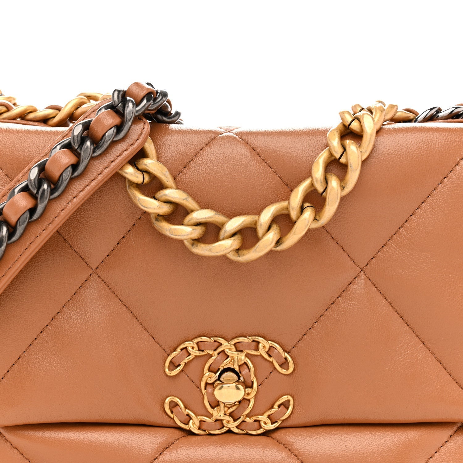 Lambskin Quilted Medium Chanel 19 Flap Brown