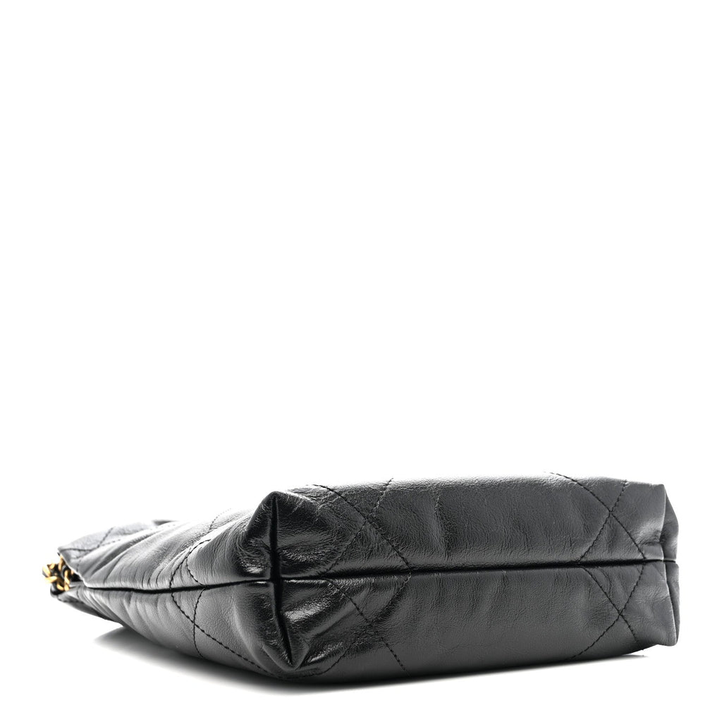 Shiny Calfskin Quilted Mini Chanel 22 Black