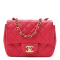 Lambskin Quilted Mini Square Flap Dark Pink