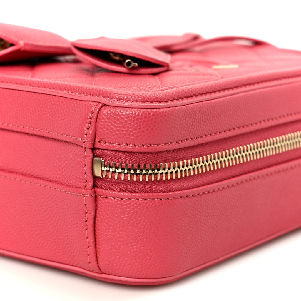 Caviar Quilted CC North South Filigree Vanity Case Pink