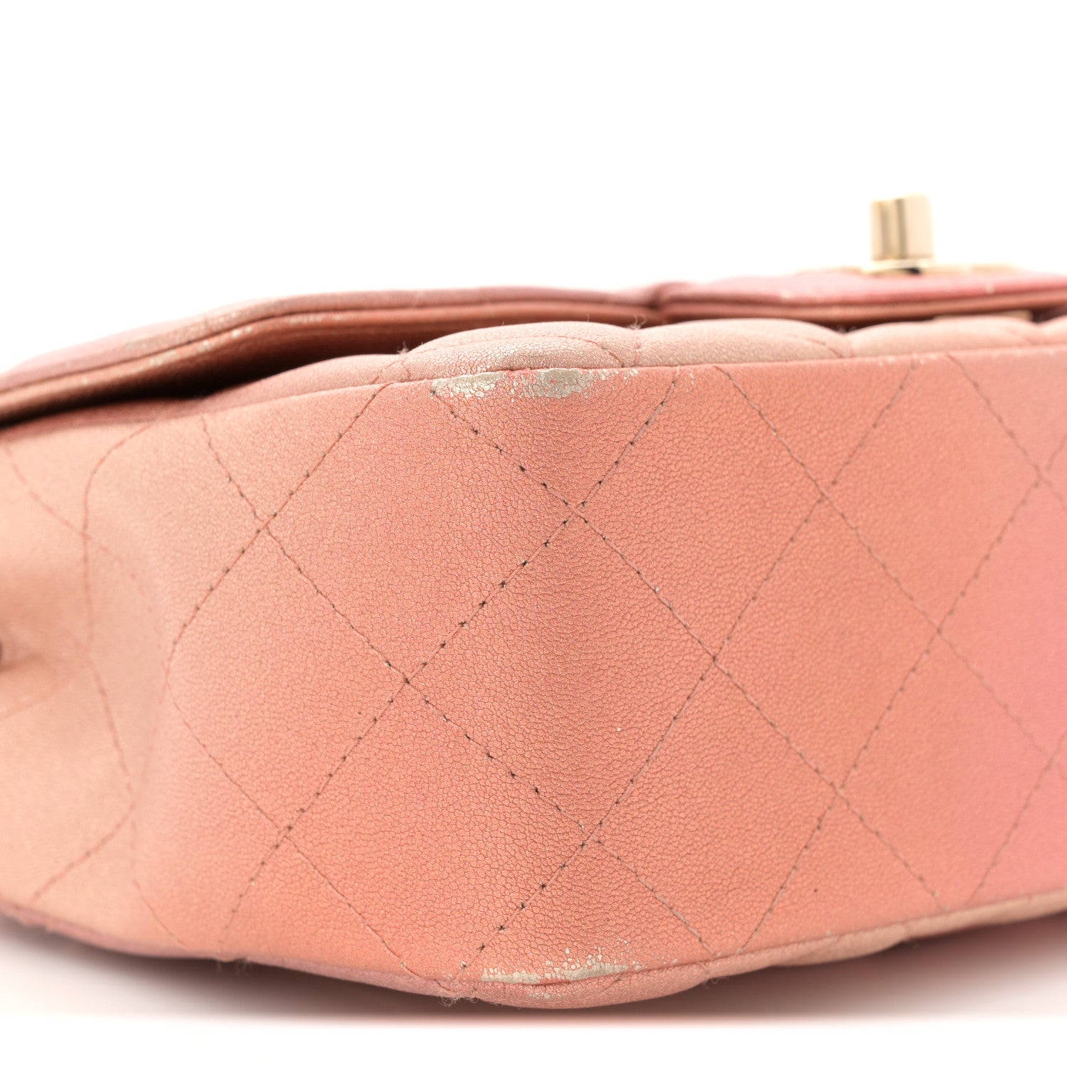 Metallic Lambskin Quilted Ombre Mini Rectangular Flap Pink