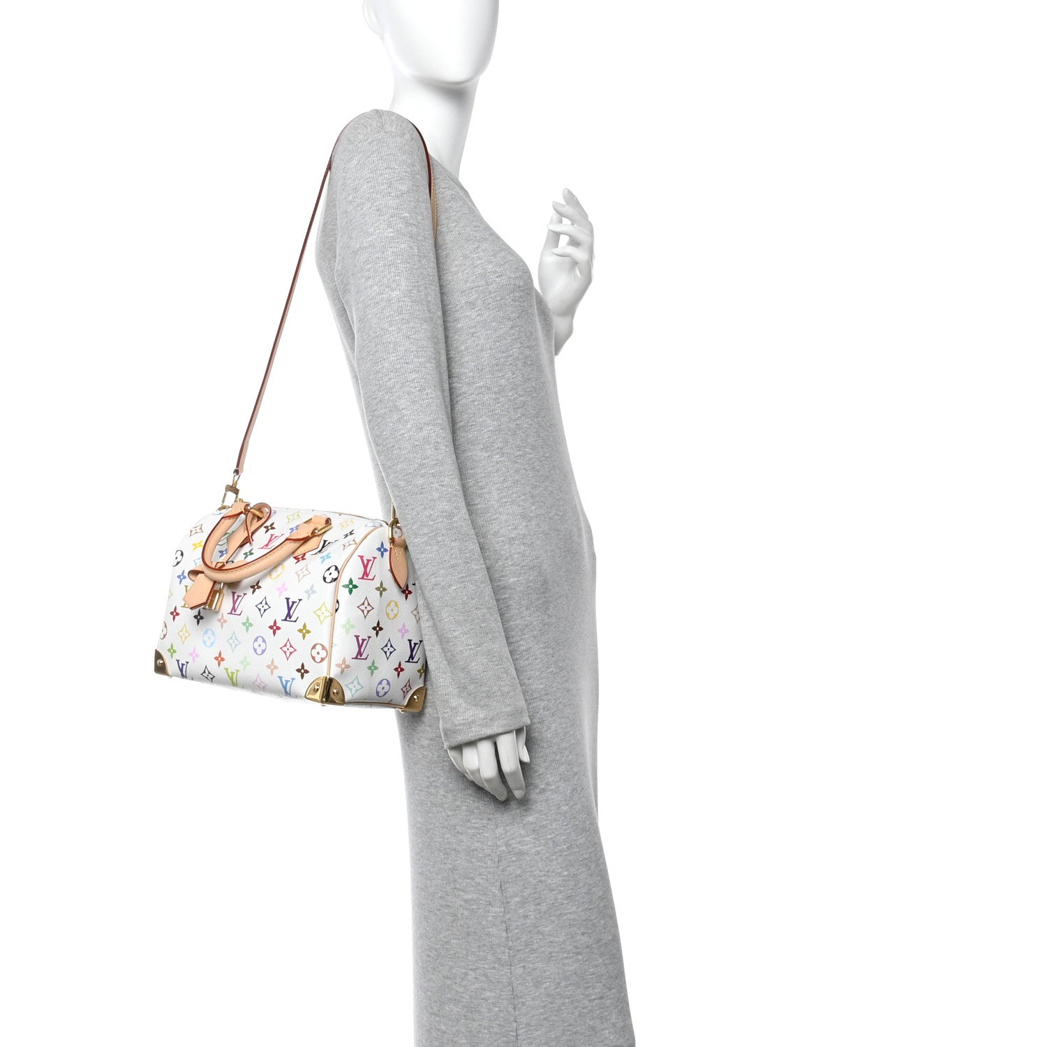 LV X TM Monogram Multicolor Speedy Bandouliere 25 White